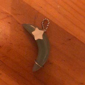 100% green jade crescent moon + star pendant